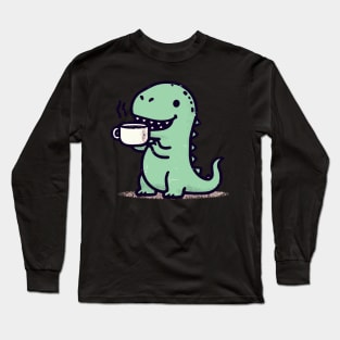 Retro kawaii tea rex tyrannosaurus Long Sleeve T-Shirt